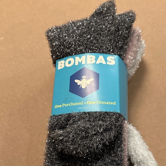 Bombas sparkly 3 pack calf socks.  Black, pink and silver - Picture 2 of 11